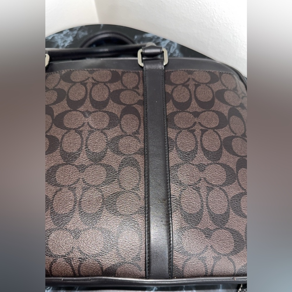 COACH Laptop iPad Bag Perry Slim Brief Case Men / Women Brown Canvas AUTHENTIC - Picture 10 of 16